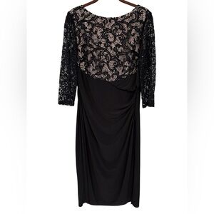 R&M Richards Black Lace And Sequin Embellished Dress Size 12